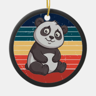 Retro schüchterner Panda-Bär-Sonnenuntergang-Kunst Keramik Ornament