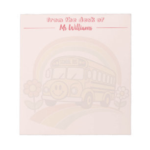 Retro-Schulbus personalisiertes Notizbuch — Blush Notizblock