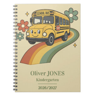 Retro-Schulbus-Regenbogen-Kindergarten Notizblock