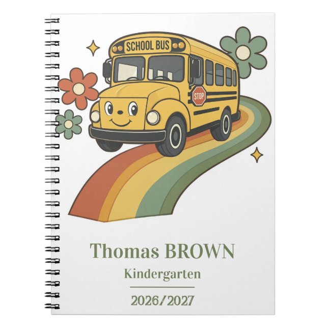 Retro-Schulbus-Regenbogen-Kindergarten Notizblock (Vorderseite)