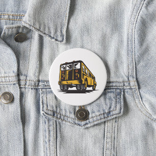 Retro Schulbus Vintage Gelb  Button
