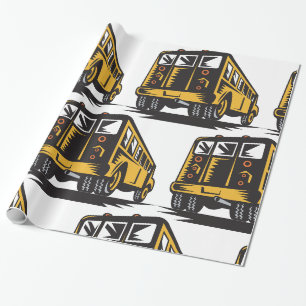 Retro-Schulbus Vintage-Gelb Geschenkpapier
