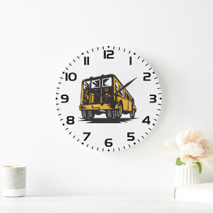 Retro-Schulbus Vintage-Gelb Große Wanduhr