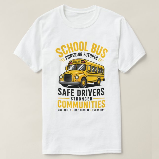 Retro-Schulbusfahrer Powering Futures T-Shirt - (Design vorne)