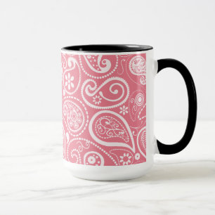 Retro-Schultafel; Rosafarbenes Paisley; Blumenmust Tasse
