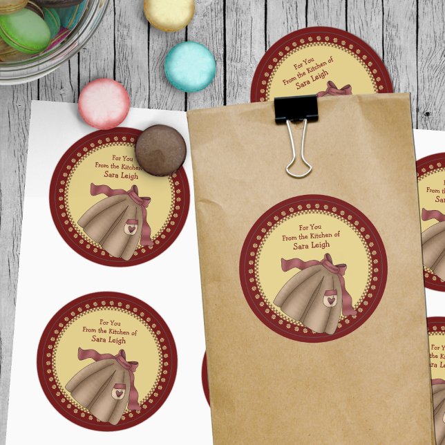 Retro-Schürze Küchenaufkleber Runder Aufkleber (Von Creator hochgeladen)