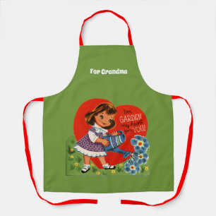 Retro-Schürze Vintage-Oma-Gartenarbeit-Kochen-Gesc Schürze