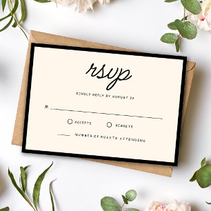 Retro Schwarz & Elfenbein Hochzeit RSVP Karte