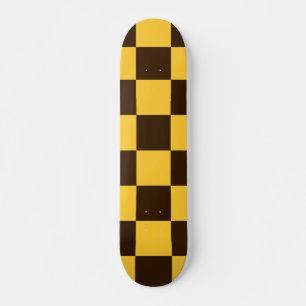 Retro Schwarz-Gelb-Schachbrettmuster Skateboard