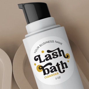 Retro Schwarz Gelbe Wimpernverlängerungsschaum-Rei Runder Aufkleber