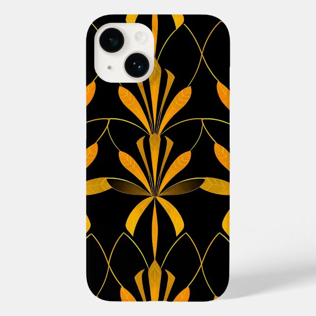 Retro Schwarz Gold Blumenmuster iPhone-Hülle Case-Mate iPhone Hülle (Rückseite)