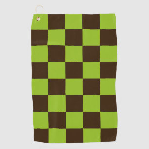 Retro Schwarz-Grün kariertes Quadratmuster Golfhandtuch