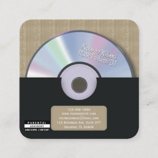 Retro-Schwarz-Musikproduzent-CD-DJ Quadratische Visitenkarte
