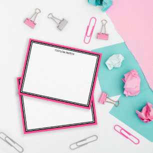 Retro-Schwarz-Rosa-Grenzen Fügen Sie Ihren Namen h Mitteilungskarte