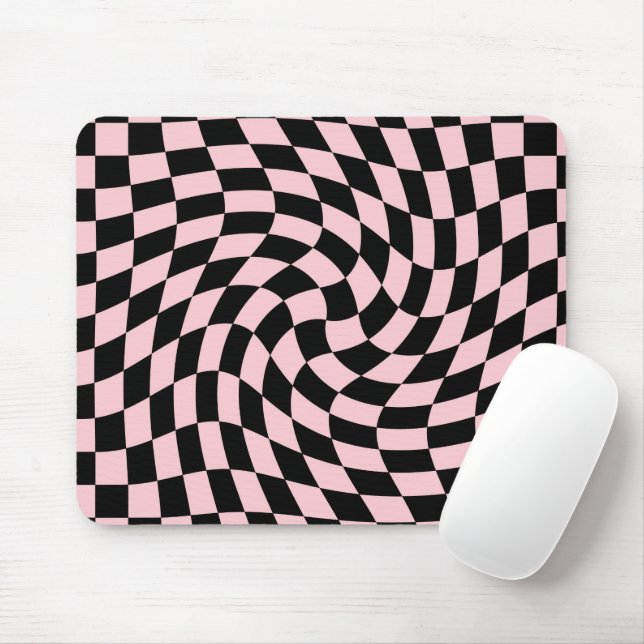 Retro Schwarz Rosa Warpgedeckte Karos Schachtel Do Mousepad (Mit Mouse)