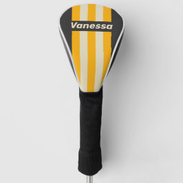 Retro Schwarz Sonnen Pin Streifen mit Namen Golf Headcover