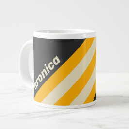 Retro Schwarz Sonnenstreifen mit Namen Jumbo-Tasse