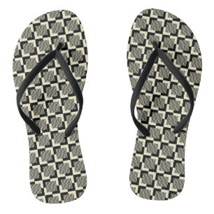 Retro-Schwarz-Tan-Muster Flip Flops