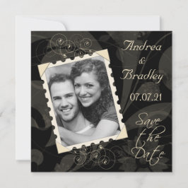 Retro Schwarz und Elfenbein Foto Hochzeit speicher Save The Date