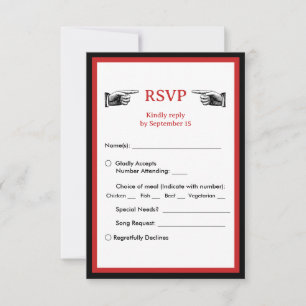 Retro Schwarz und Rot Abendessen RSVP Karte