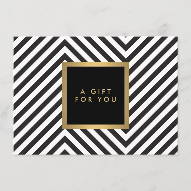 Retro Schwarz und Weiß Muster Glam Gold Geschenkta (Vorderseite)