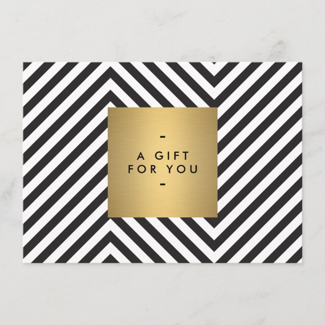 Retro Schwarz und Weiß Muster Gold Name Geschenkta (Vorderseite)