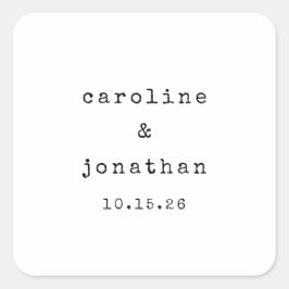 Retro Schwarz und Weiß Schreibmaschine Custom Wedd Quadratischer Aufkleber