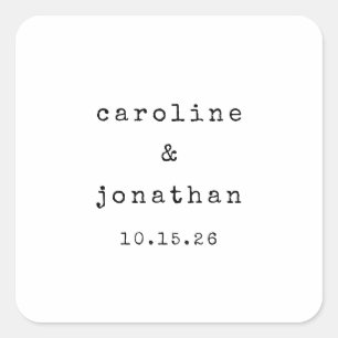 Retro Schwarz und Weiß Schreibmaschine Custom Wedd Quadratischer Aufkleber