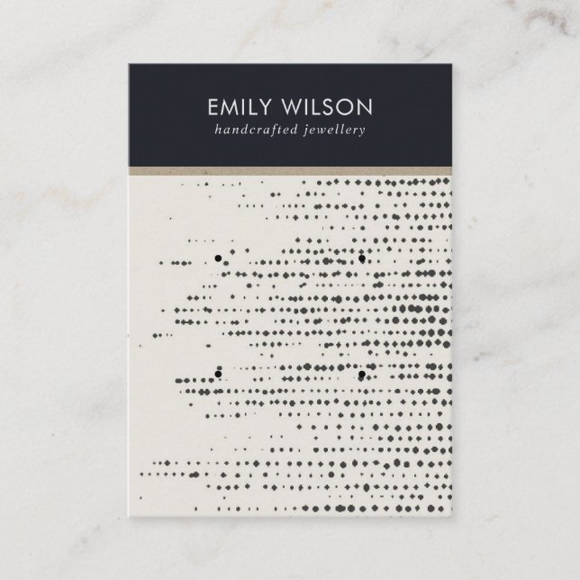 RETRO SCHWARZ-WEISS DOTS 2 STUDIERENDE OHRENANZEIG VISITENKARTE (Vorderseite)