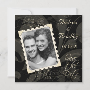 Retro Schwarz-Weiß-Foto Hochzeit Termin vormerken Save The Date