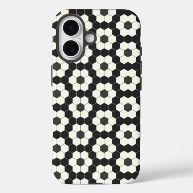Retro Schwarz-Weiß-Geometrische Hexagon-Tile Case-Mate iPhone Hülle (Rückseite)