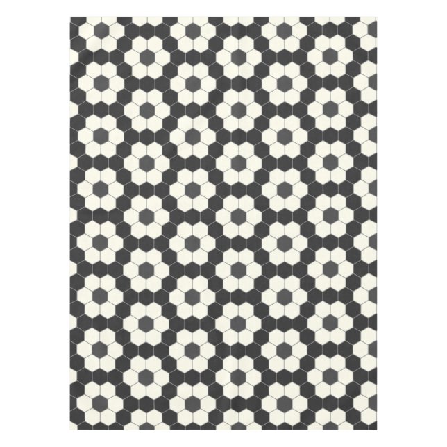 Retro Schwarz-Weiß-Geometrische Hexagon-Tile   Tischdecke (Vorderseite)