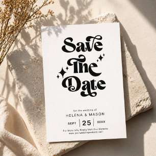 Retro Schwarz-Weiß Groovy Fette Skript Hochzeit Save The Date