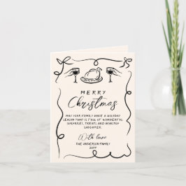 Retro Schwarz & Weiß Hand gezeichnet Frohe Weihnac Feiertagskarte