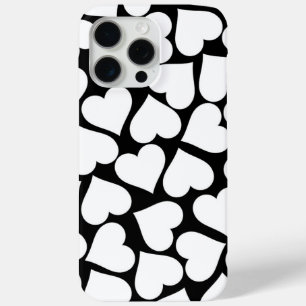 Retro Schwarz-Weiß-Herzmuster Case-Mate iPhone Hülle
