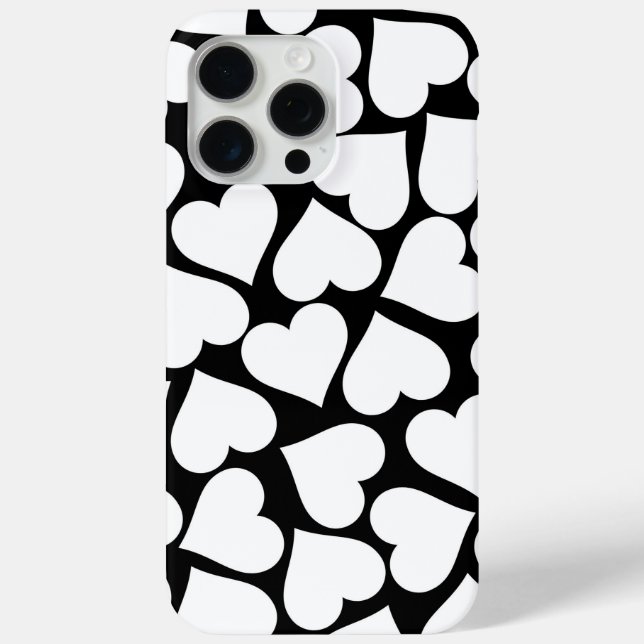 Retro Schwarz-Weiß-Herzmuster Case-Mate iPhone Hülle (Rückseite)