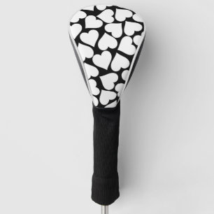 Retro Schwarz-Weiß-Herzmuster Golf Headcover