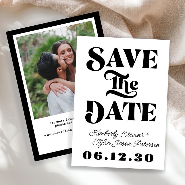 Retro-Schwarz-Weiß-Hochzeit Save The Date (Von Creator hochgeladen)