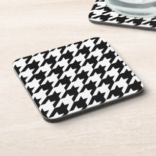 Retro Schwarz Weiß Houndstooth Webmuster Beve Getränkeuntersetzer