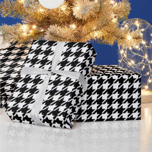 Retro Schwarz Weiß Houndstooth Webmuster Geschenkpapier