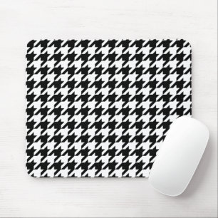 Retro Schwarz Weiß Houndstooth-Webmuster Mousepad