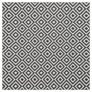 Retro Schwarz Weiß Ikat Diamant Quadrate Muster Stoff