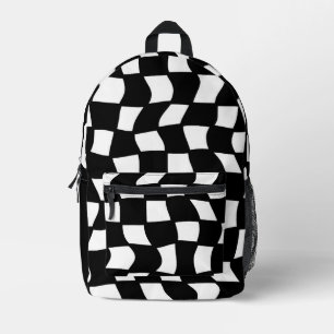 Retro-Schwarz-Weiß-Karo Bedruckter Rucksack