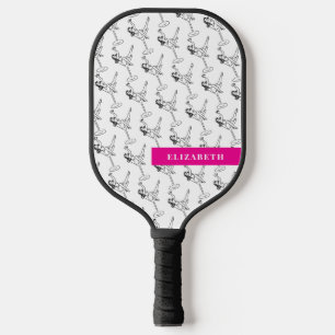 Retro-Schwarz-Weiß-Martini-Glas Personalisiert Pickleball Schläger