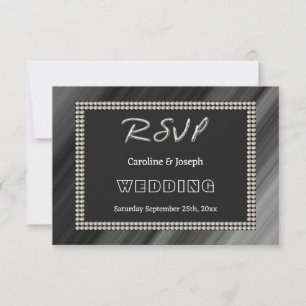 Retro Schwarz-Weiß, Perlen RSVP Hochzeit Karte