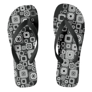 Retro-Schwarz-Weiß-Quadrate Flip Flops