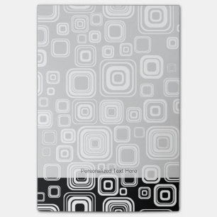 Retro-Schwarz-Weiß-Quadrate Post-it Klebezettel