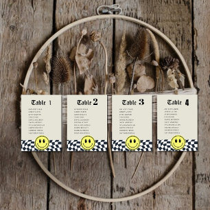 Retro Schwarz-Weiß-Schachbrett-Tischnummerntafel Einladung