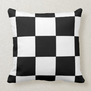 Retro Schwarz-Weiß-Schachbrettmuster-Kissen Kissen