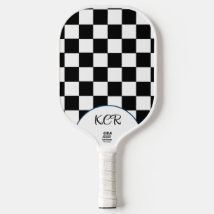 Retro Schwarz-weiß Square Muster Trendy Modern Pickleball Schläger